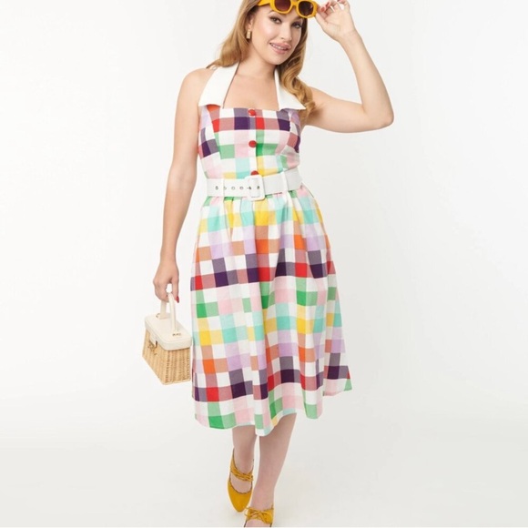 Modcloth Colorful Plaid Women's Dress NWT pockets - Picture 6 of 8